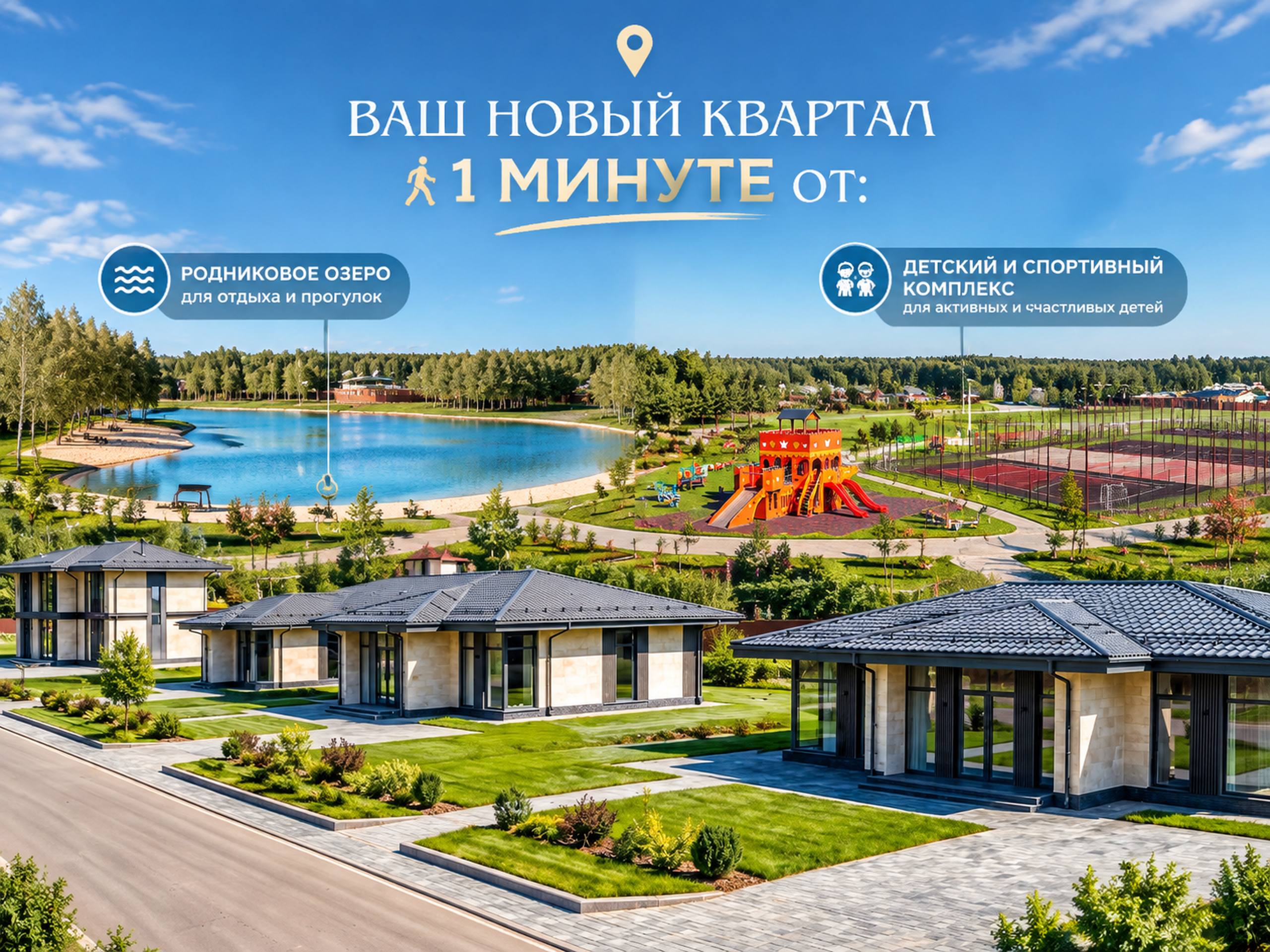 Ваш новый квартал: в минуте от озера и детского комплекса